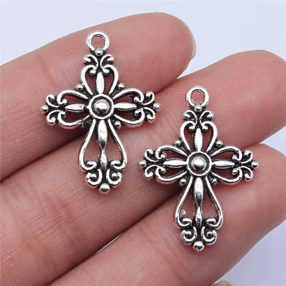 28x20mm 2.2g Multicolor Zinc Alloy Cross Charm Pendant for DIY Necklace Bracelet Jewelry Making