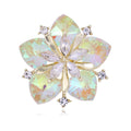 Luxury Purple Glass Crystal Camellia Flower Brooch With Rhinestones, Elegant Lapel Pin Corsage Suit Accessory