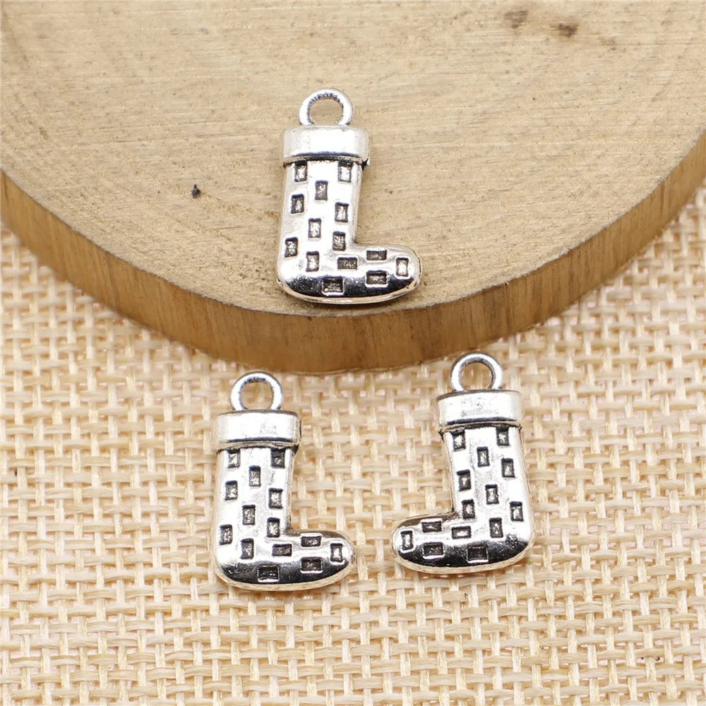 10x16mm 1.5g Multicolor Zinc Alloy Christmas Stocking Charm Pendant for DIY Bracelet Necklace