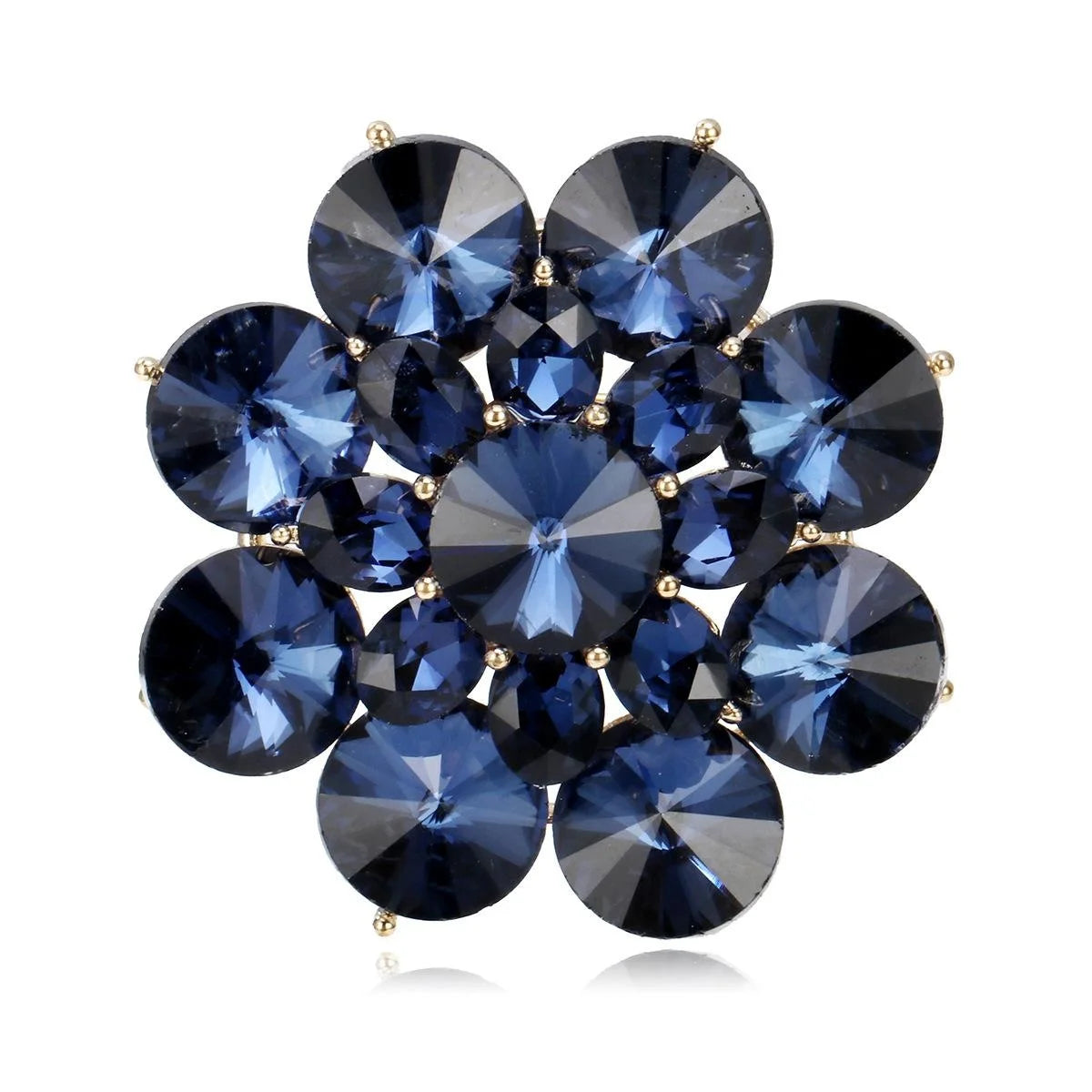 Luxury Blue Rhinestone Sunflower Zinc Alloy Brooch, Elegant Floral Lapel Pin Corsage Suit Accessory Gift