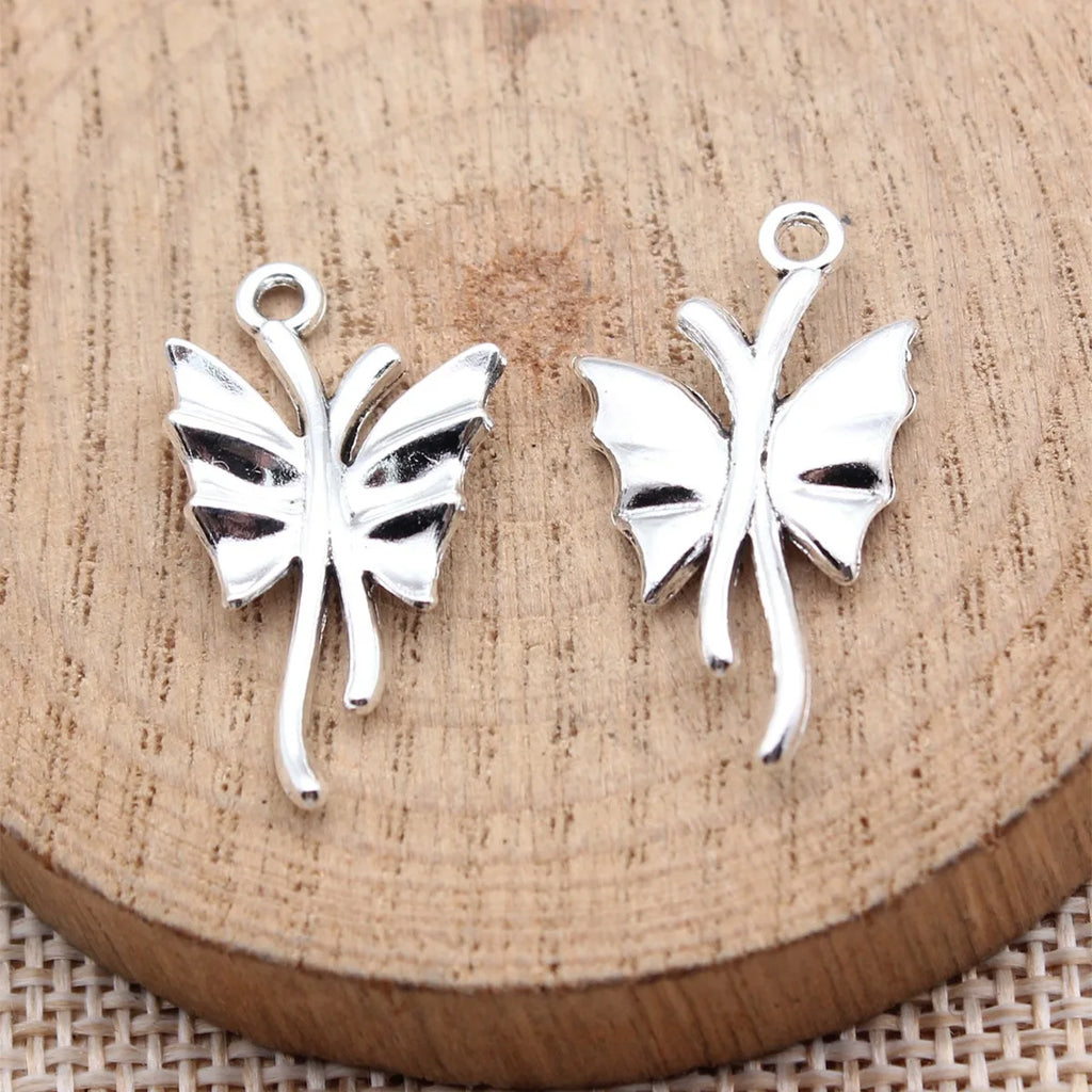 27x15mm 1.2g Antique Silver Zinc Alloy Butterfly Charm Pendant for DIY Necklace Bracelet Making