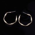 Elegant Twisted Spiral Hoop Alloy Stud & Clip On No Piercing Gold Circle Ear Cuff Earrings