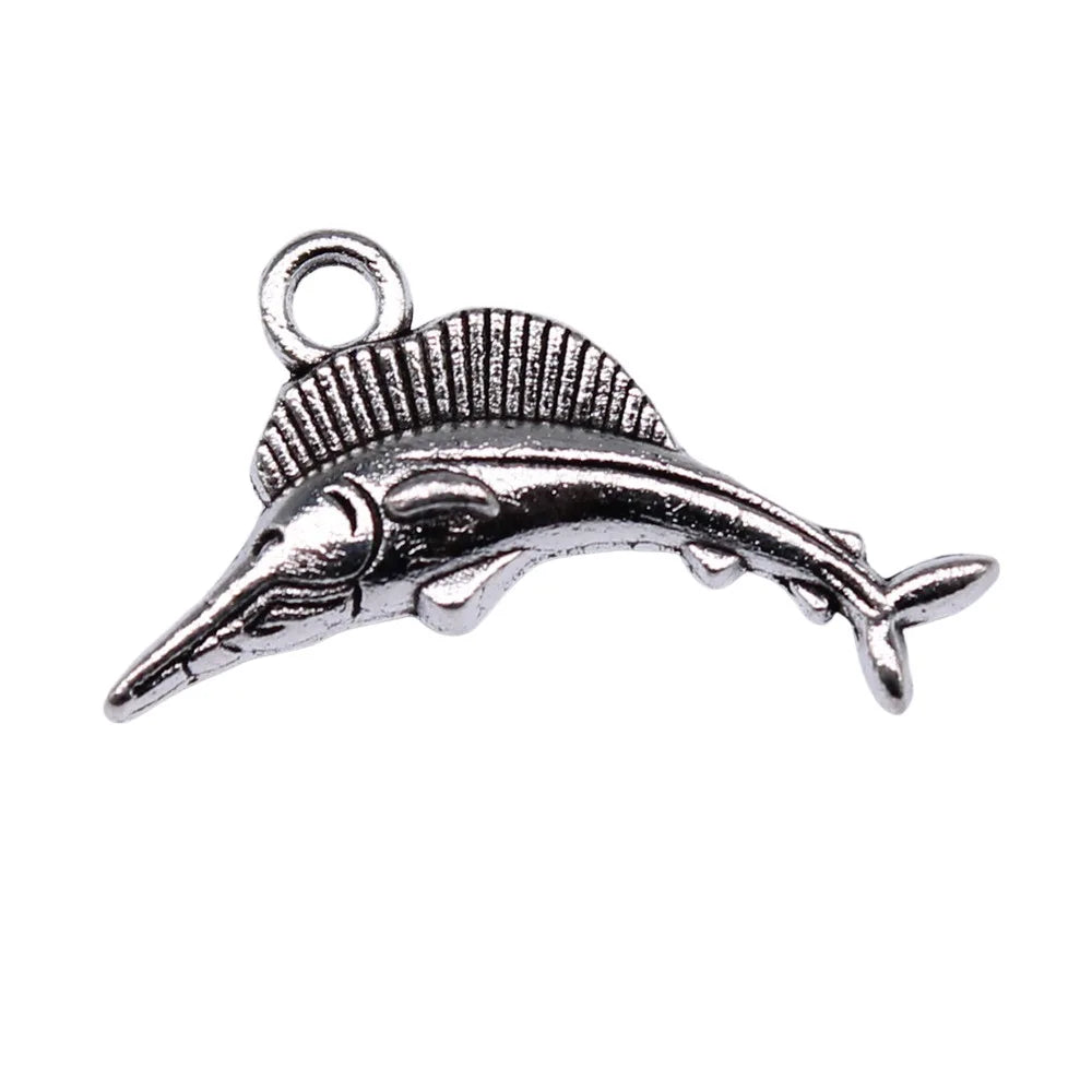 20x13mm 1.43g Antique Silver Zinc Alloy Sailfish Fish Charm Pendant for DIY Ocean Jewelry Making