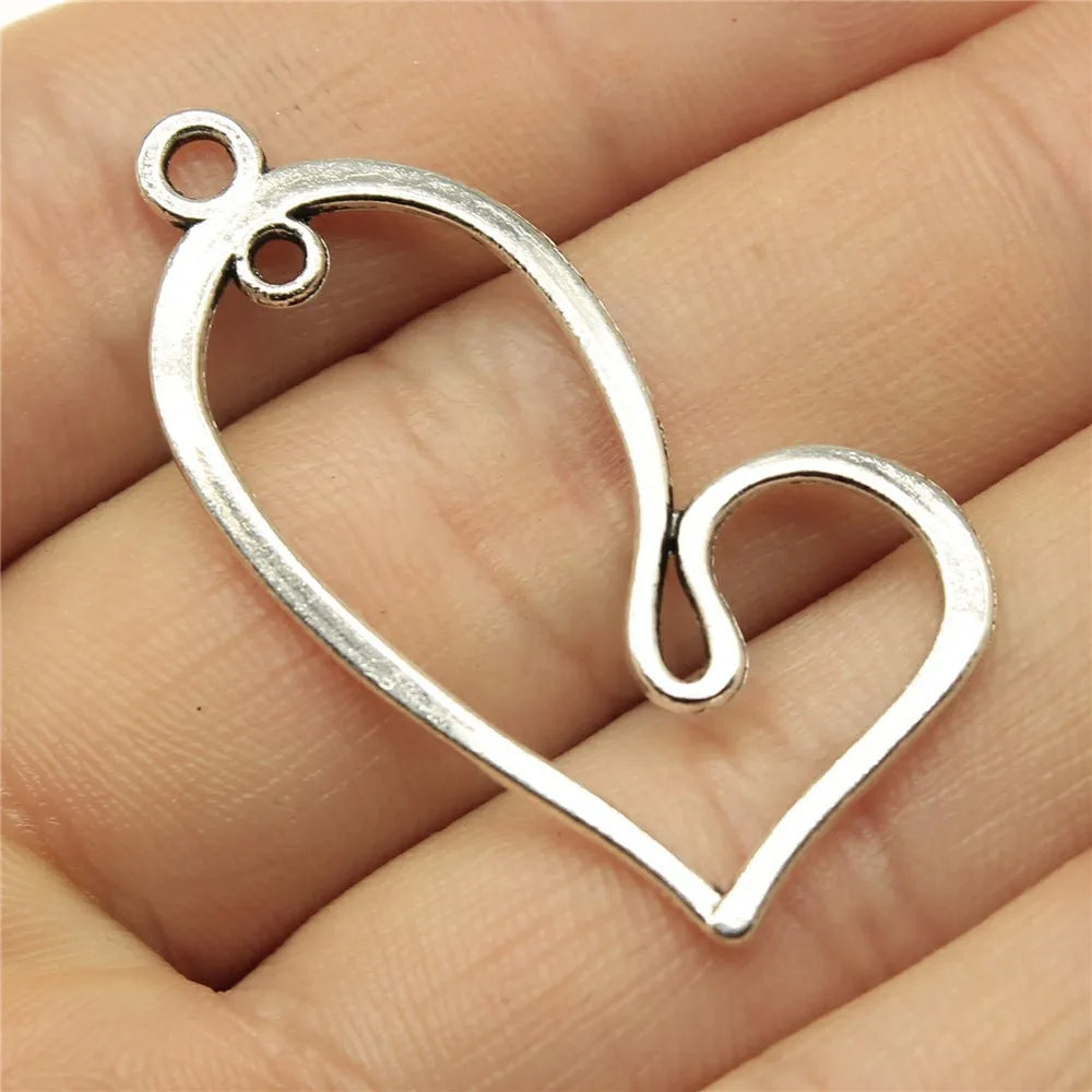 41x20mm 1.7g Antique Silver Zinc Alloy Long Heart Charm Pendant for DIY Necklace Bracelet Making