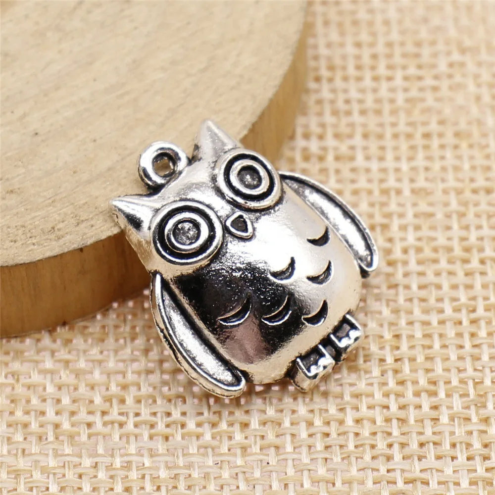 21x25mm 3.3g Zinc Alloy Owl Cat Charm Pendant for DIY Necklace Bracelet Jewelry Making