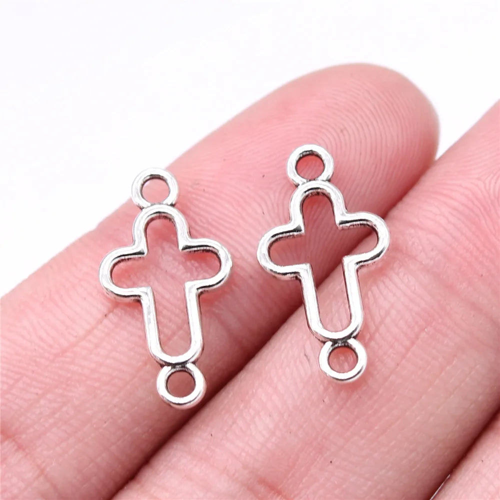 20x11mm 0.47g Multi Color Zinc Alloy Hollow Cross Connector Charm Pendant for DIY Bracelet Necklace Making
