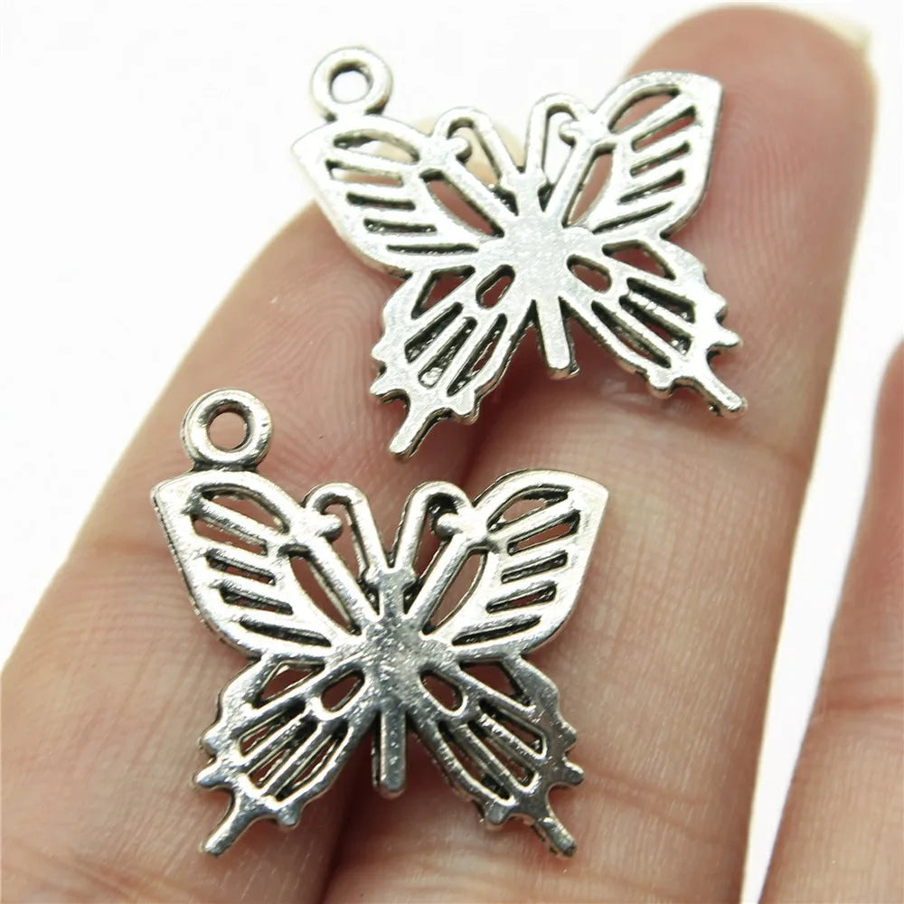 20x19mm 1.2g Antique Silver Zinc Alloy Butterfly Charm Pendant for DIY Necklace Bracelet Jewelry Making