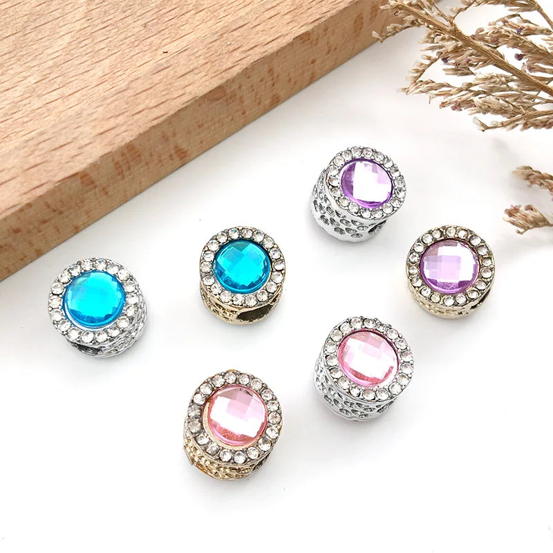 Zinc Alloy Rhinestone Large Hole Round Beads for DIY European Style Bracelet Jewelry Making — 11×10mm