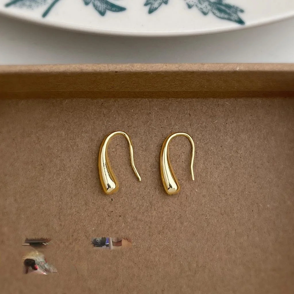 14K Gold Plated Copper U Shape Geometric Line Stud Earrings Minimalist European Style