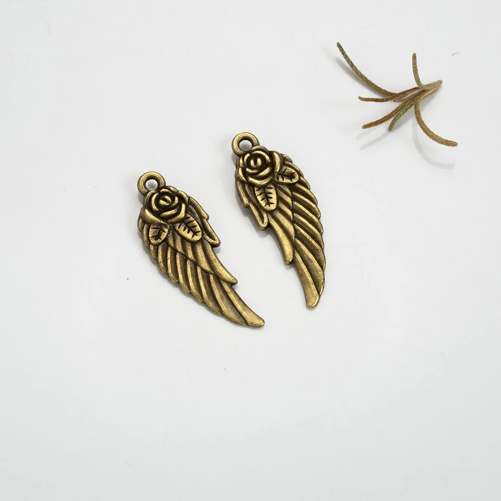 30x10MM Zinc Alloy Feather Charm Pendant for DIY Necklace Bracelet Jewelry Making