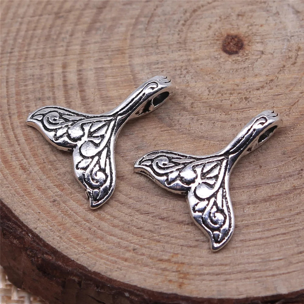 14x13mm 0.65g Antique silver zinc alloy Whale Tail charm pendant for ocean jewelry DIY making