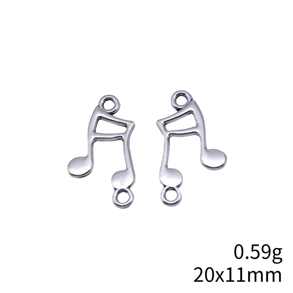 20x11mm 0.59g Antique Silver Zinc Alloy Music Note Connector Charm for DIY Bracelet Earrings Jewelry