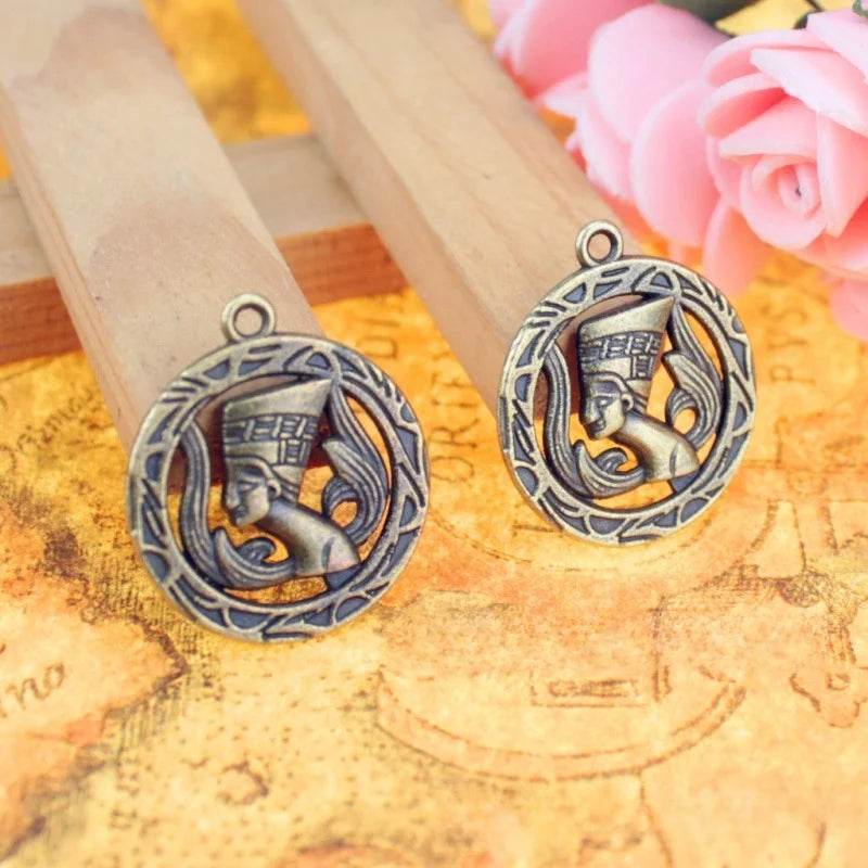 22MM Antique Silver Zinc Alloy Pharaoh Charm Pendant for DIY Necklace Bracelet Jewelry Making