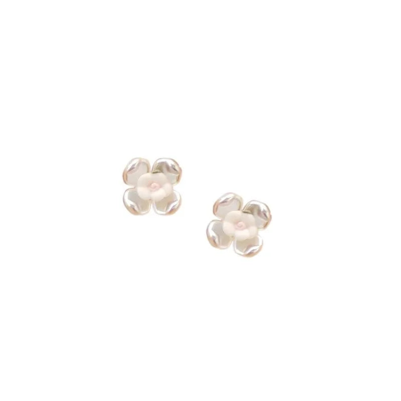 Ceramic Resin Flower Stud Earrings, 3D Fairy Style Floral Jewelry