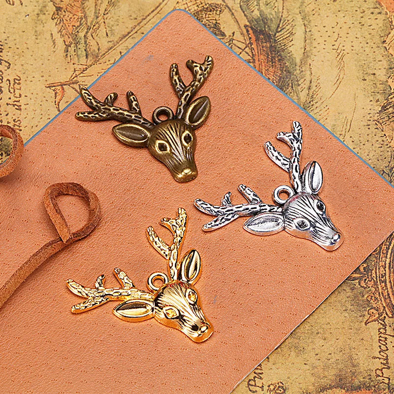 36x33MM Zinc Alloy Reindeer Head Charm Pendant for DIY Necklace Bracelet Jewelry Making