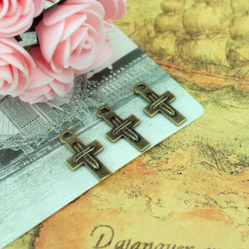 22x12MM Antique Silver Zinc Alloy Cross Charm Pendant for DIY Necklace Bracelet Jewelry Making