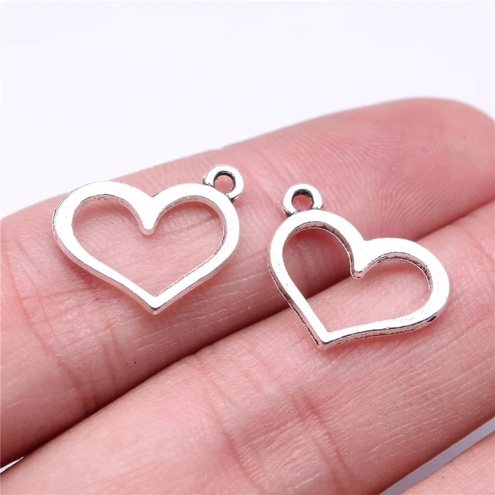 17x13mm 0.7g Multicolor Zinc Alloy Hollow Heart Charm Pendant for DIY Necklace Bracelet Making