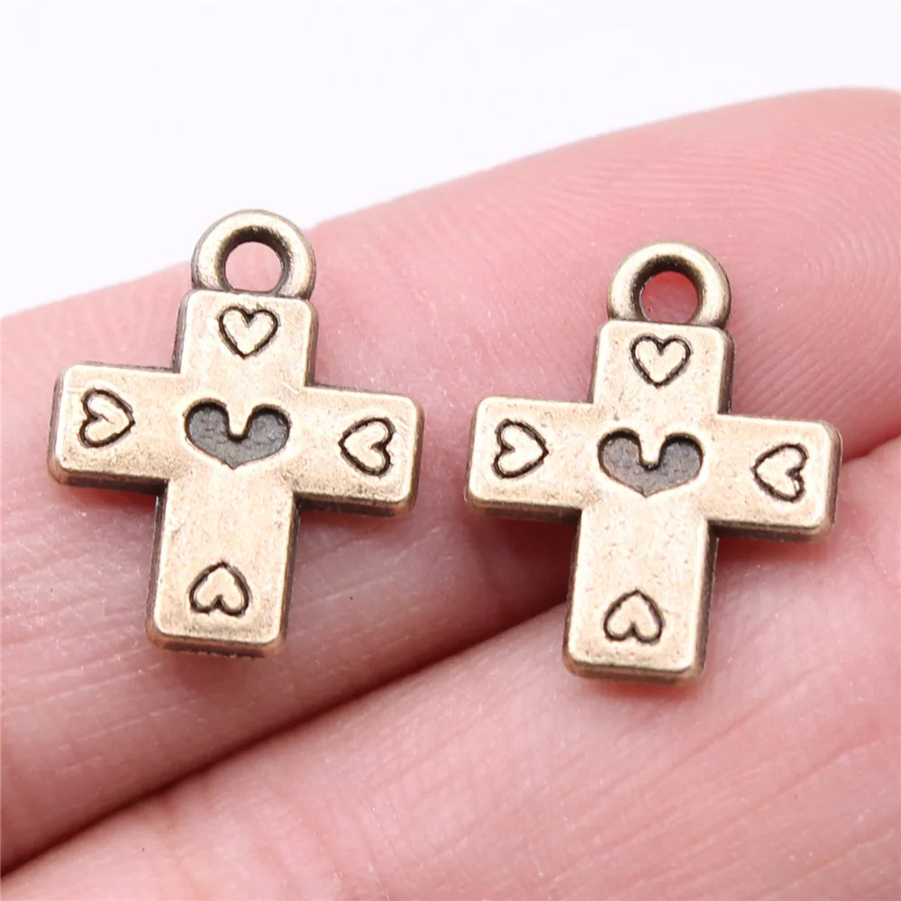 17x14mm 1.39g Multicolor Zinc Alloy Heart Cross Charm Pendant for DIY Jewelry Making