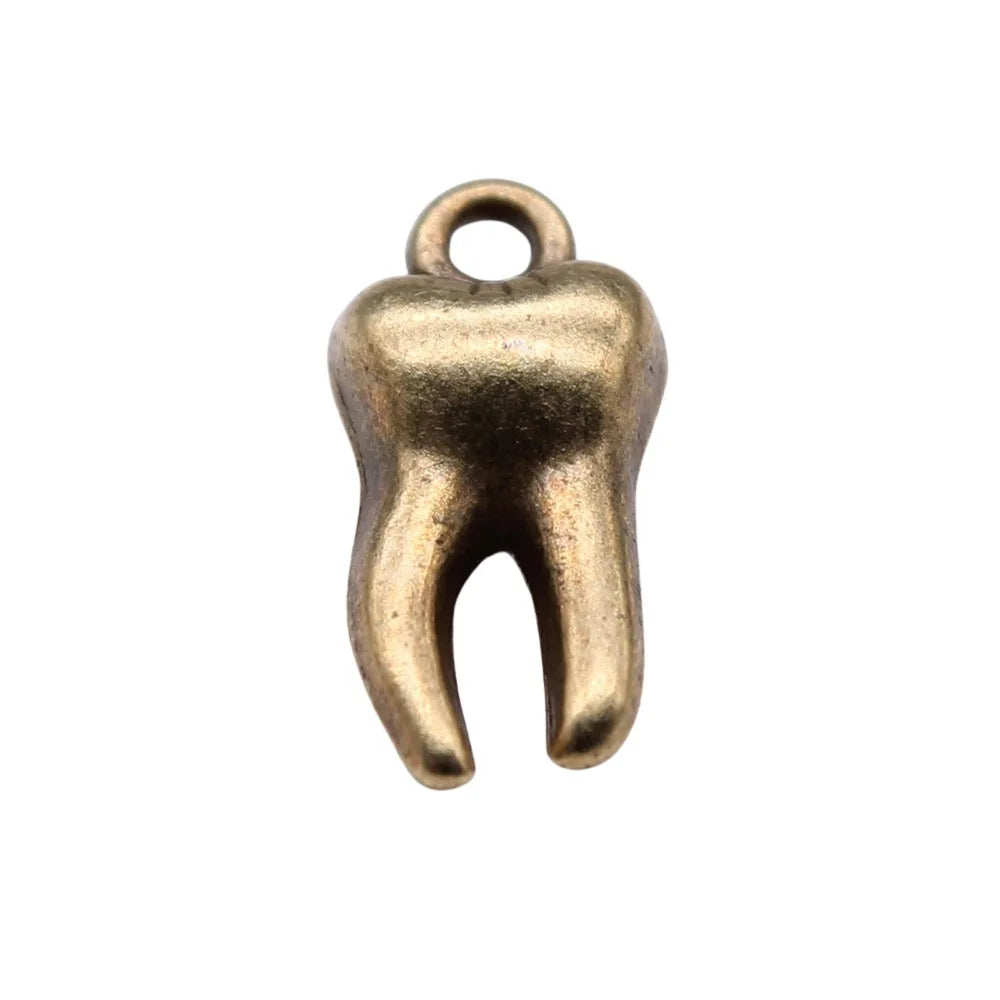 16x8mm 1.31g Multicolor Zinc Alloy Angel Tooth Charm Pendant for Dental Theme DIY Jewelry Making
