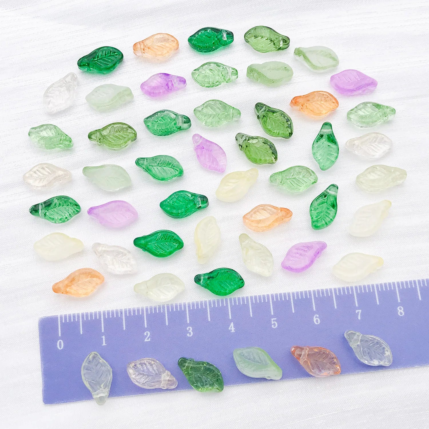 Translucent Green Czech Glass Leaf Loose Beads for Bracelet and Necklace Jewelry Making