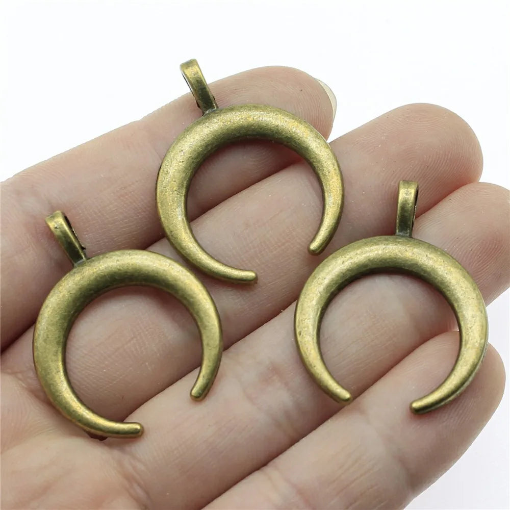 33x26mm 3g Multicolor Zinc Alloy Horn Crescent Charm Pendant for DIY Necklace Bracelet Making