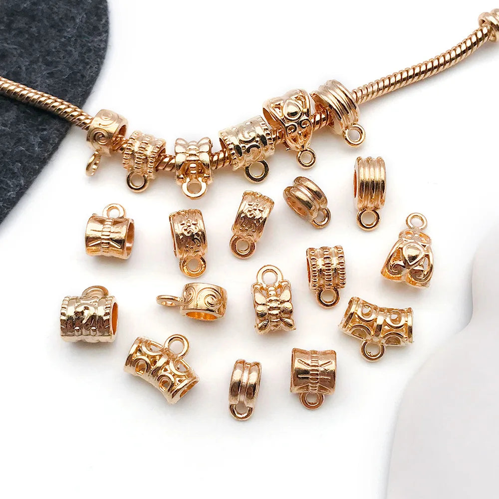 Gold Tone Zinc Alloy Three Way Curved Tube Bead Connector Bail Findings for DIY Bracelet Beads