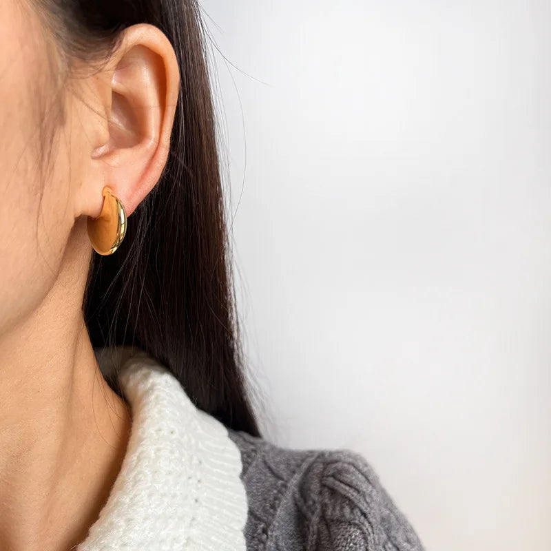 Elegant Gold Alloy Flat Round Spiral Disc Stud & Clip On No Piercing Statement Fashion Earrings