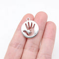 23x20mm 1.9g Antique Silver Zinc Alloy Openwork Big and Small Hand Hollow Charm Pendant for DIY Jewelry Making