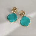 Glacier Blue Resin Copper Irregular Geometric Drop Earrings Light Luxury Resort Style