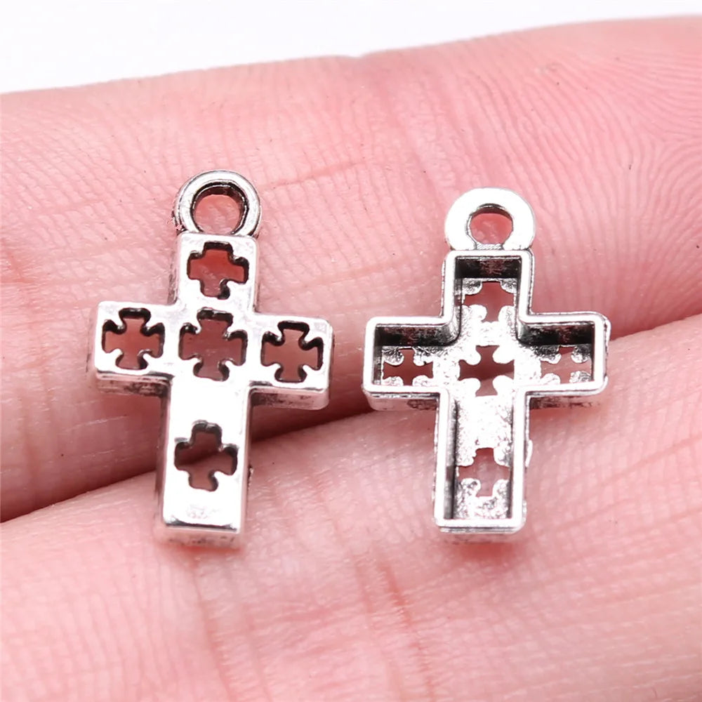 17x11mm 0.51g Antique Silver Zinc Alloy Cross Charm Pendant for DIY Necklace Bracelet Jewelry Making