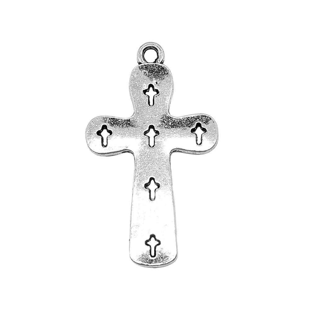 21x36mm 2.4g Antique Silver Zinc Alloy Cross Charm Pendant for DIY Necklace Bracelet Jewelry Making