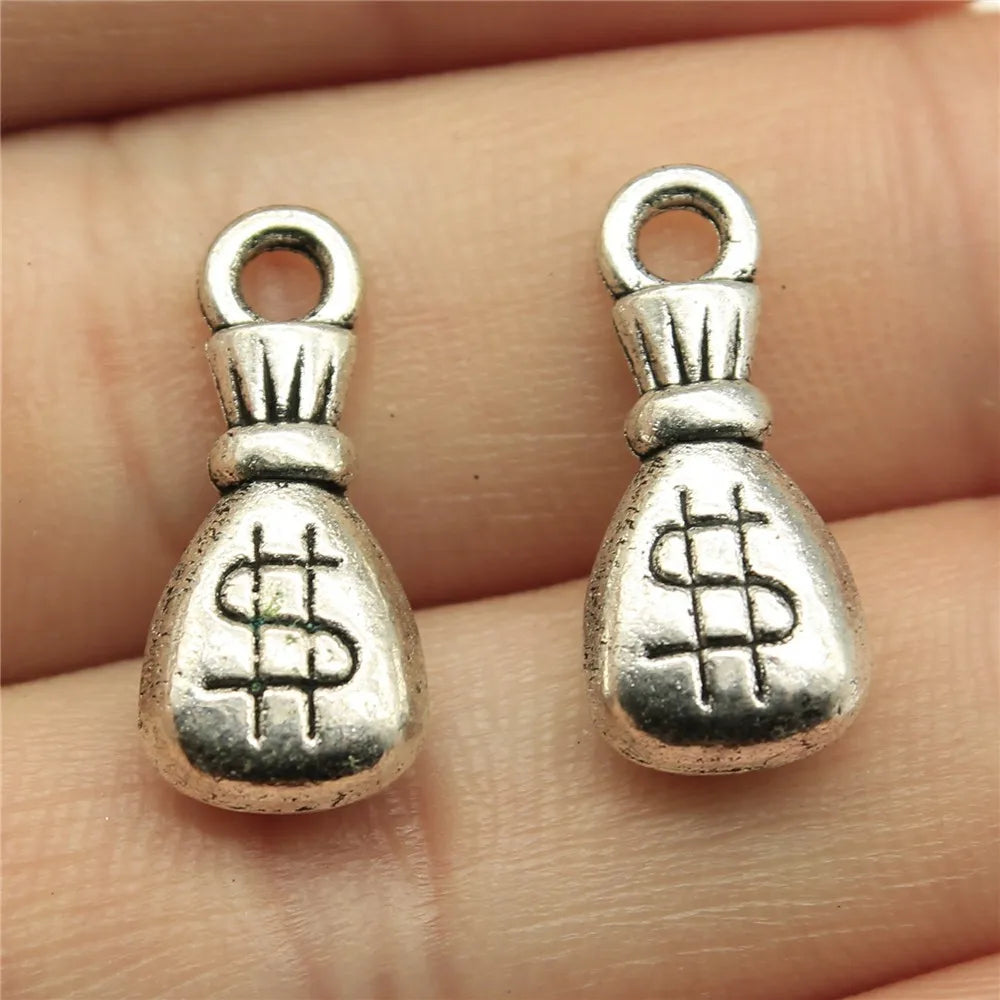 20x9x5mm 1.5g Antique Silver Zinc Alloy Money Bag Charm Pendant for DIY Bracelet Necklace Jewelry Making