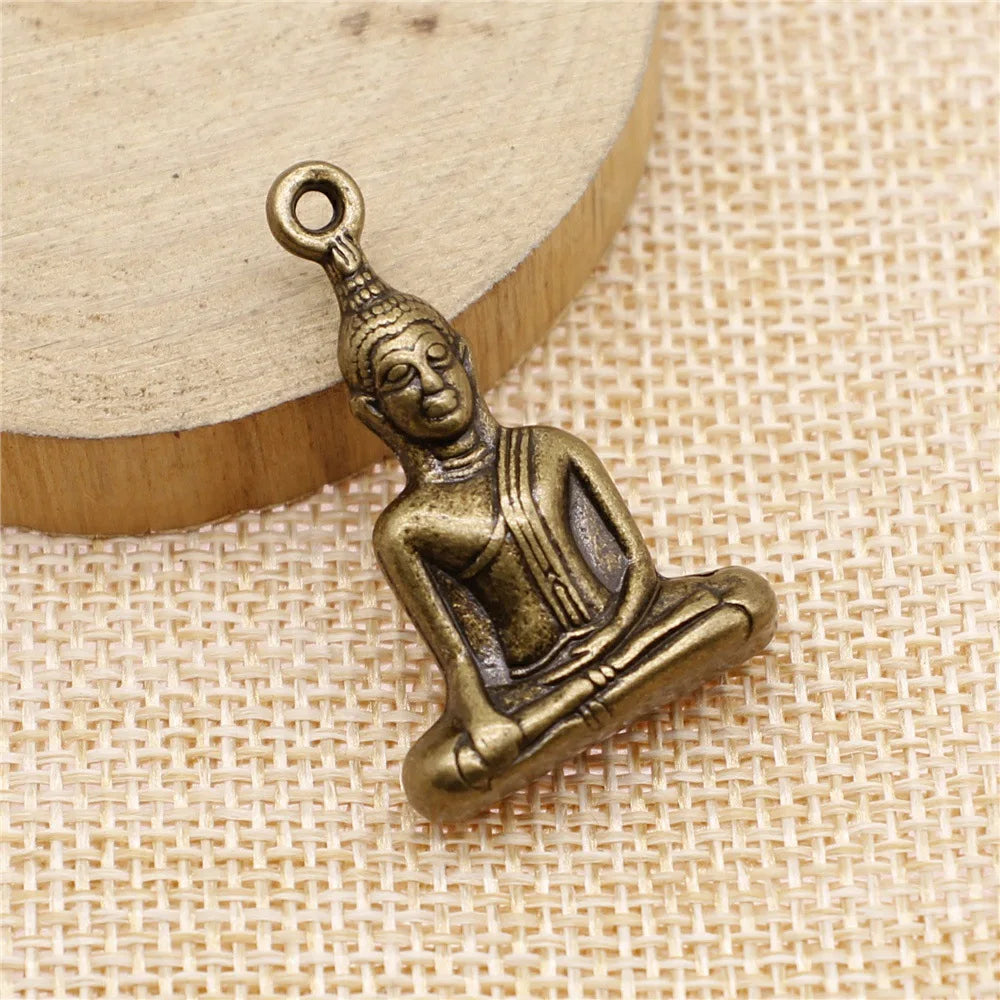 35x23mm 10.8g Multicolor Zinc Alloy Buddha Statue Charm Pendant for DIY Necklace Bracelet Making