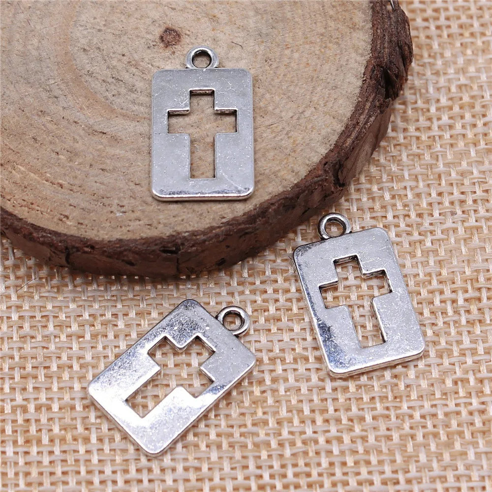 20x12mm 1.2g Antique Silver Zinc Alloy Cross Charm Pendant for DIY Bracelet Necklace Jewelry Making