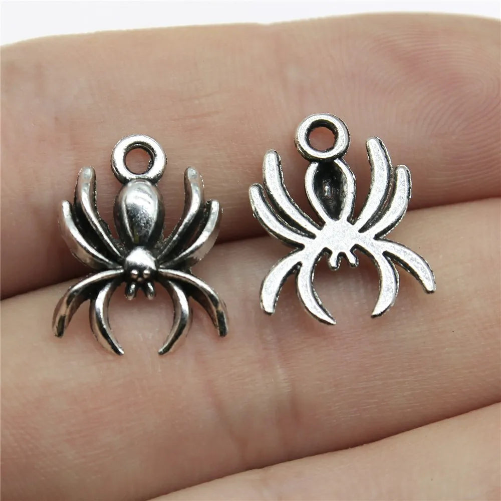 17x13mm 1g Antique Silver Zinc Alloy Spider Charm Pendant for DIY Necklace Bracelet Making