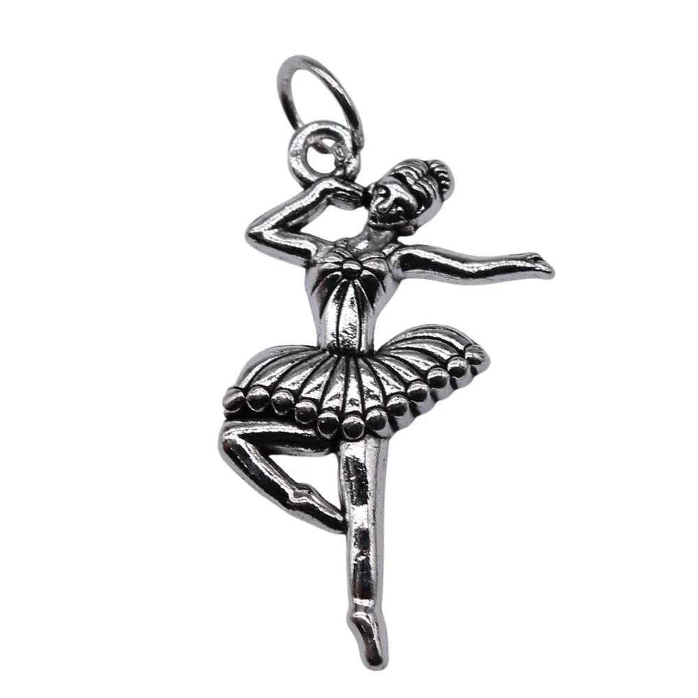 29x16mm 1.7g Antique Silver Zinc Alloy Ballet Dancer Charm Pendant for Dance Theme DIY Jewelry