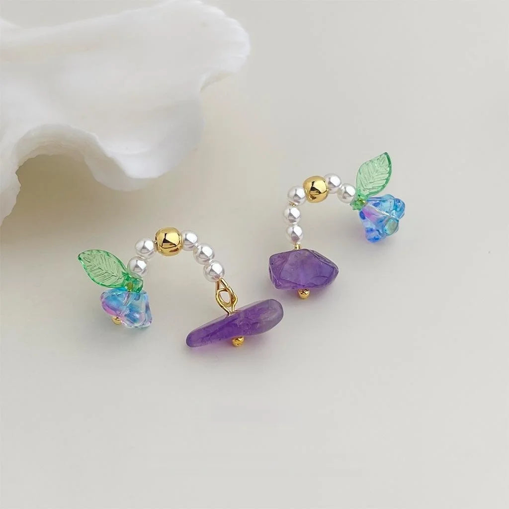 Handmade Copper Lily Of The Valley Drop Earrings Silver Plated Fairy Geometric Jewelry