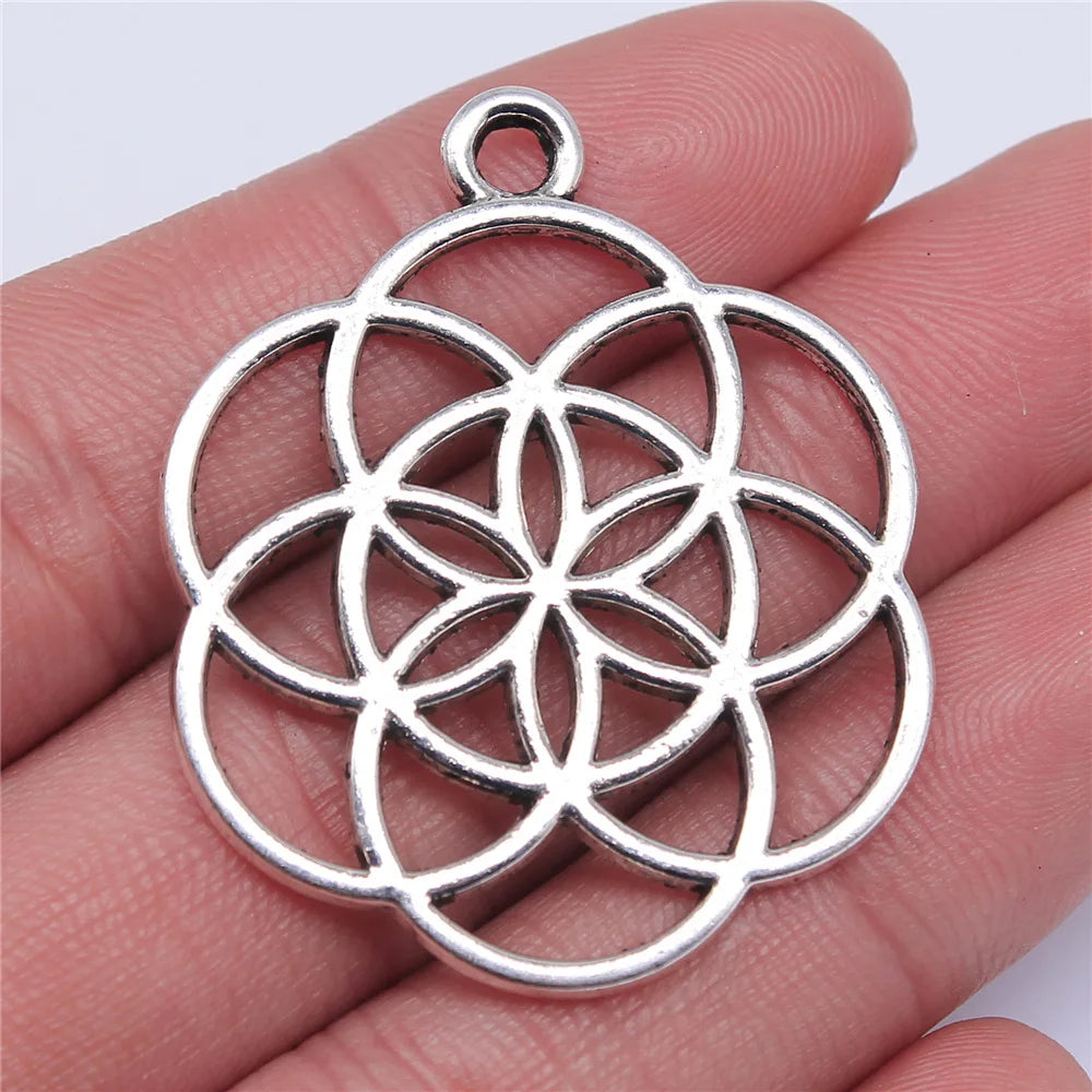42x35mm 5.9g Multicolor Zinc Alloy Hollow Flower Charm Pendant for DIY Earrings Necklace Making