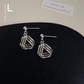 Minimalist Copper Geometric Hollow Triangle Drop Earrings For Women Commuter Fashion Jewelry