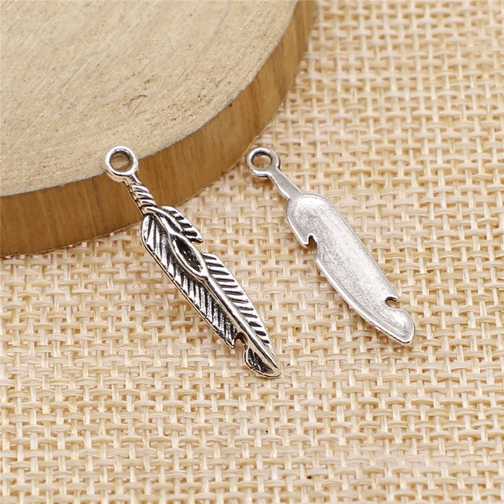 5x28mm 0.7g Multicolor Zinc Alloy Feather Charm Pendant for DIY Earrings Necklace Jewelry Making