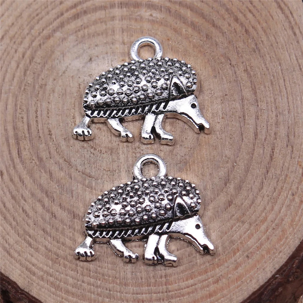 15x17mm 1.1g Antique Silver Zinc Alloy Hedgehog Charm Pendant for DIY Necklace Bracelet Jewelry Making