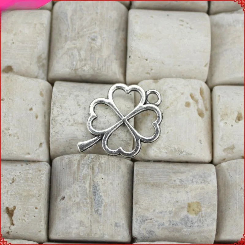 24x17MM Antique Silver Zinc Alloy Four Leaf Clover Charm Pendant for DIY Necklace Bracelet Jewelry Making