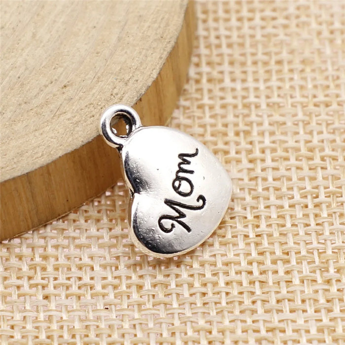 15x18mm 2.8g Multicolor zinc alloy MOM Heart charm pendant for DIY necklace bracelet making