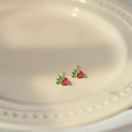 Mini Red Strawberry Zircon 14K Plated Copper Stud Earrings For Women Simple Fruit Jewelry