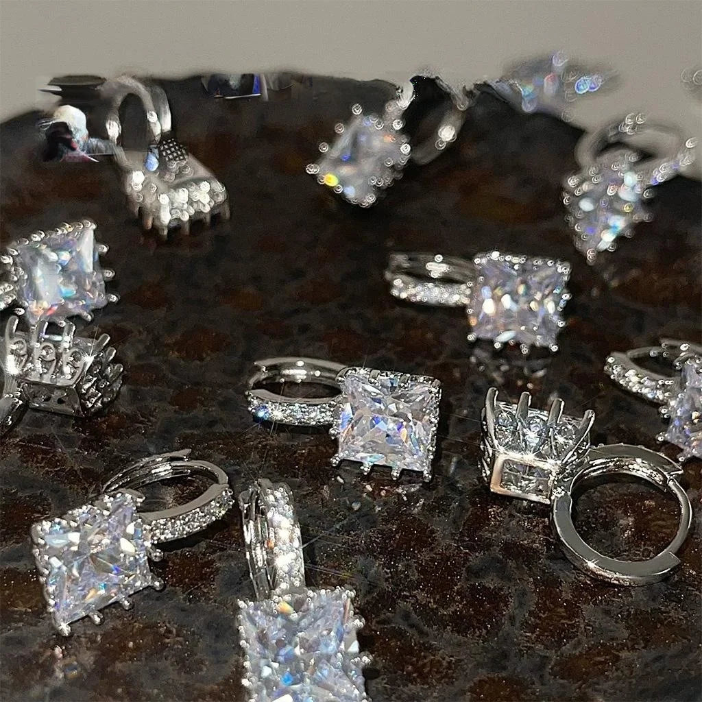 14K Gold Plated Copper Geometric Zircon Micro Pave Drop Earrings Custom High End Jewelry