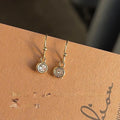 Minimalist 14K Gold Plated Zircon Round Geometric Drop Earrings, Mini Premium Jewelry