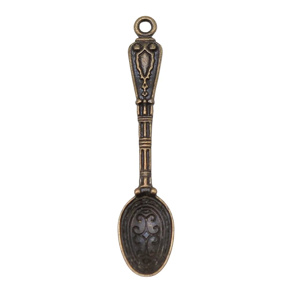 10x49mm 1.8g Antique Silver Zinc Alloy Spoon Charm Pendant for DIY Bracelet Necklace Jewelry Making