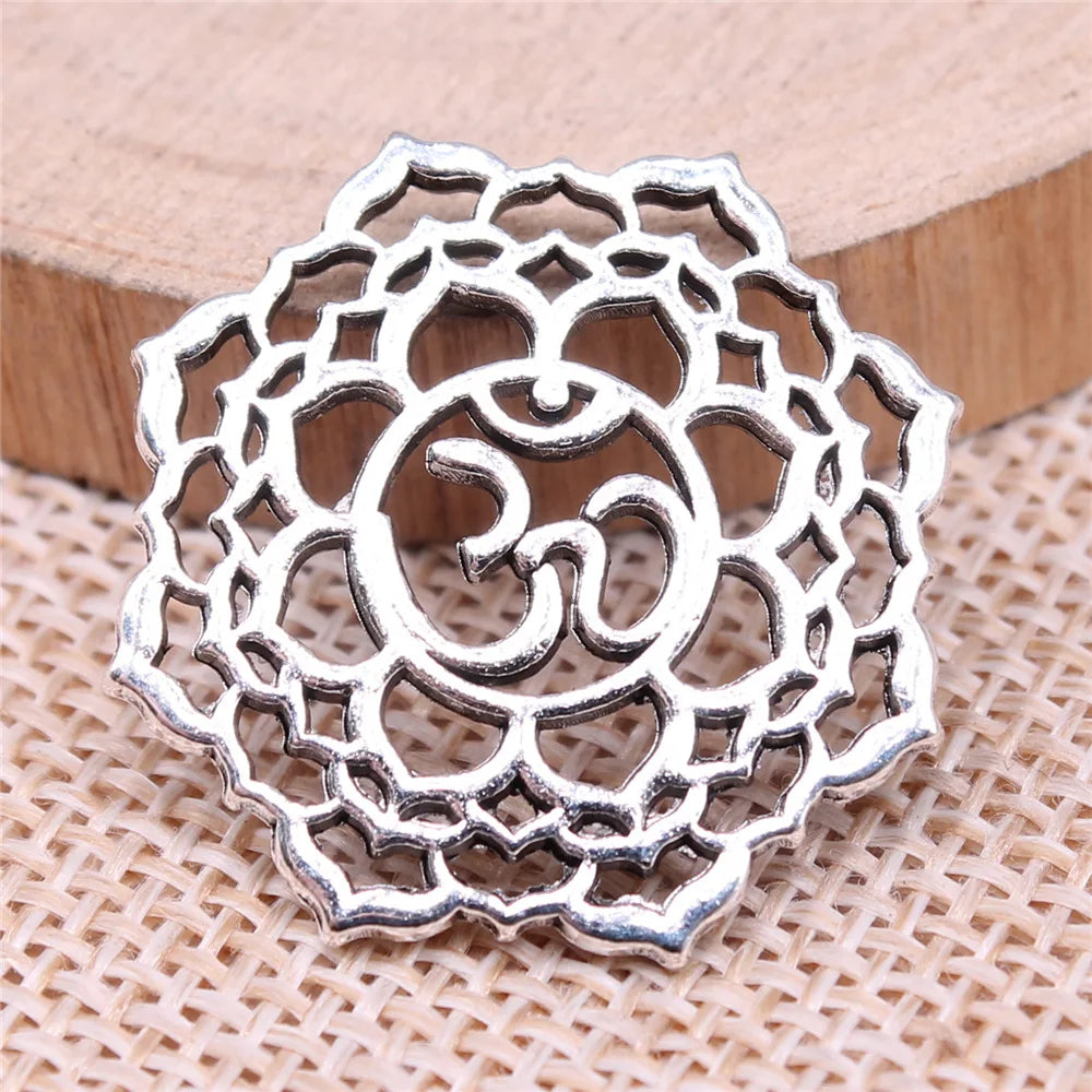 26x26mm 3.6g Antique gold zinc alloy OM Symbol charm pendant for DIY necklace jewelry making