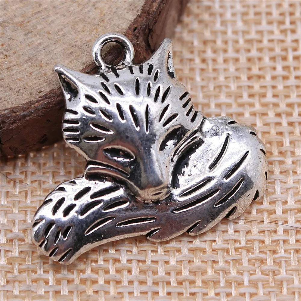 24x28mm 7.8g Multi Color Zinc Alloy Fox Charm Pendant for DIY Necklace Bracelet Making