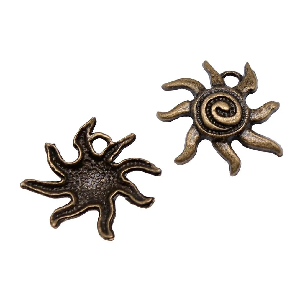 19x17mm 1g Multicolor Zinc Alloy Sun Celestial Charm Pendant for DIY Necklace Bracelet Making